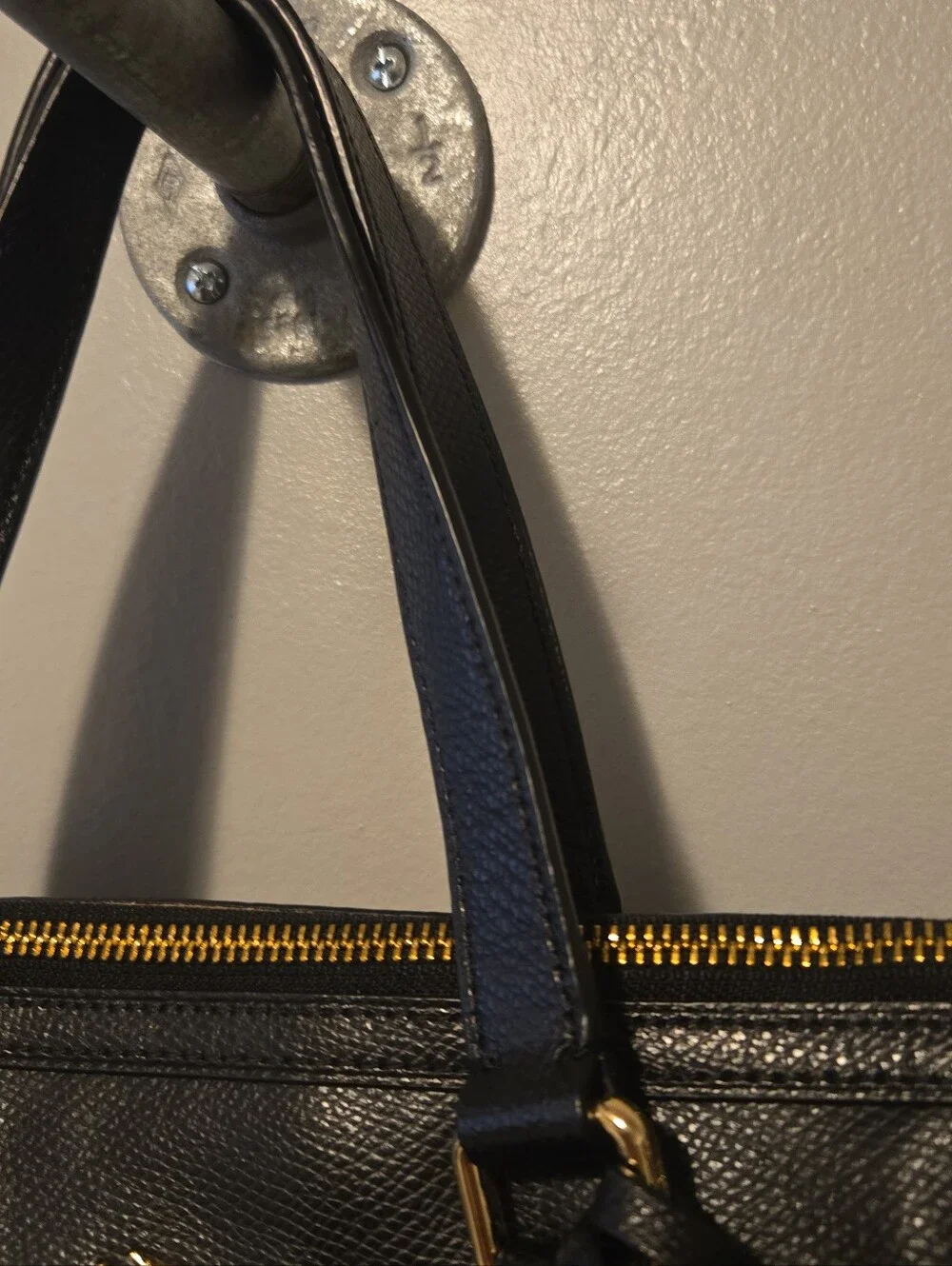 Coach Signature C 2  Way Handbag Black Brown Purse Shoulder Bag